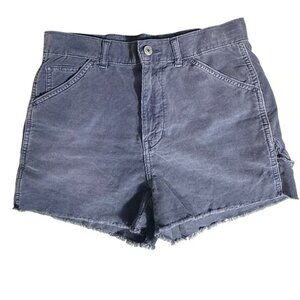 American Eagle Blue Corduroy Carpenter Shorts Size 2 High Rise Raw Hem